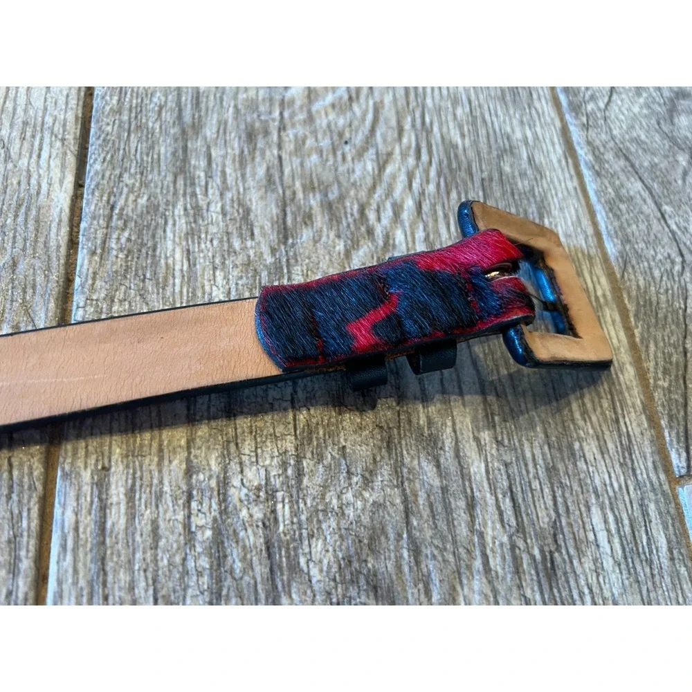 Classiques‎ Entier Patent Leather Belt Womens Small USA PR4229 Cow Print Rodeo